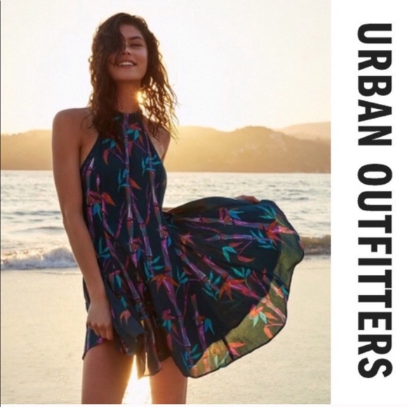 Backless Kimchi Blue Green Bamboo mini Dress - Picture 2 of 4